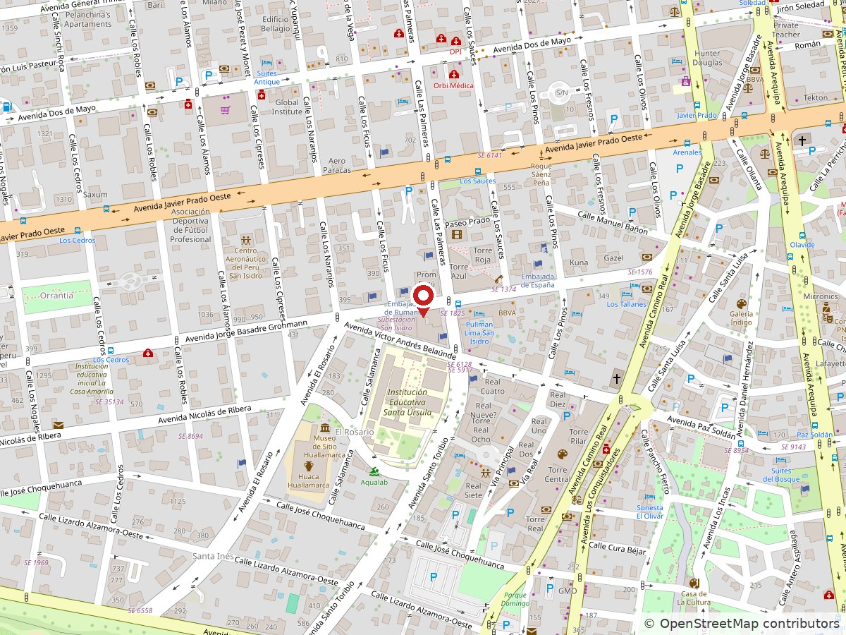 Plano de situación de la oficina de Lima, Av. Jorge Basadre 607, San Isidro. Se abre en Google Maps.