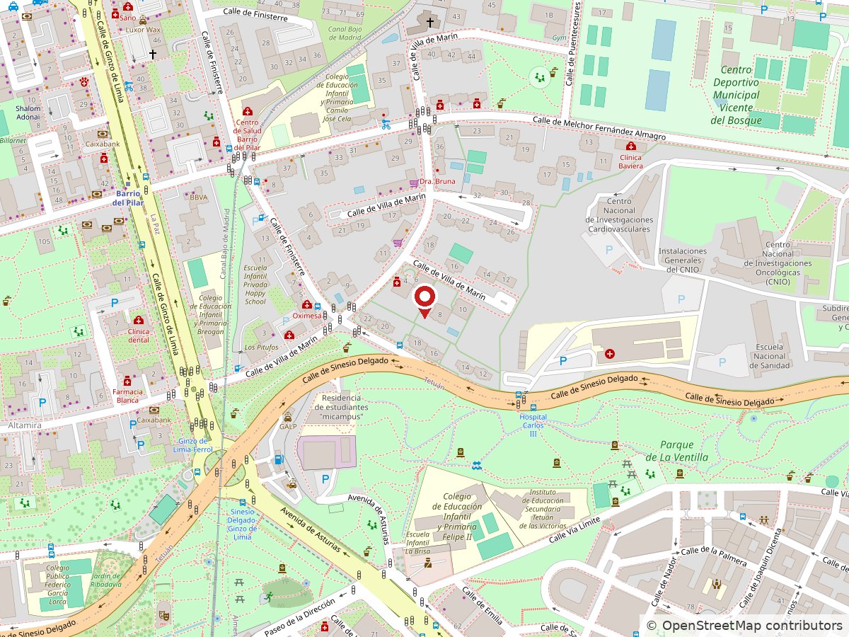 Plano de situación de la oficina de Madrid, C/ Villa de Marín 6, local 4. Se abre en Google Maps.